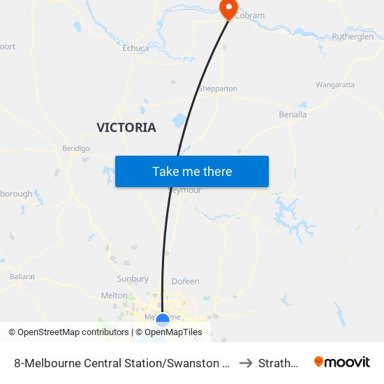 8-Melbourne Central Station/Swanston St (Melbourne City) to Strathmerton map