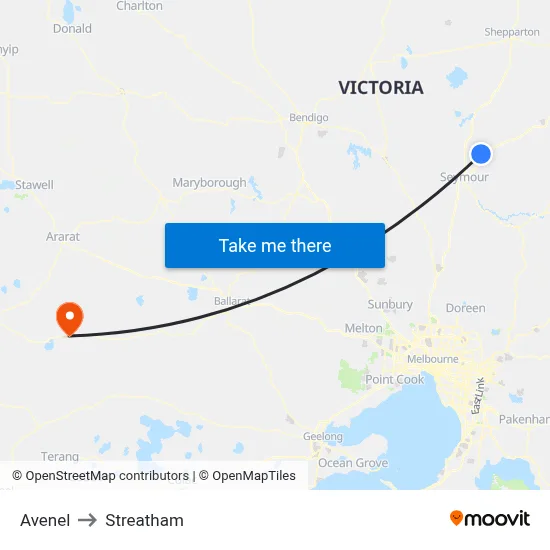Avenel to Streatham map