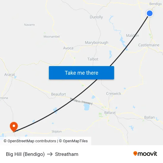 Big Hill (Bendigo) to Streatham map