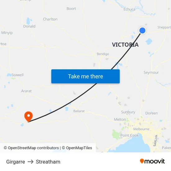 Girgarre to Streatham map