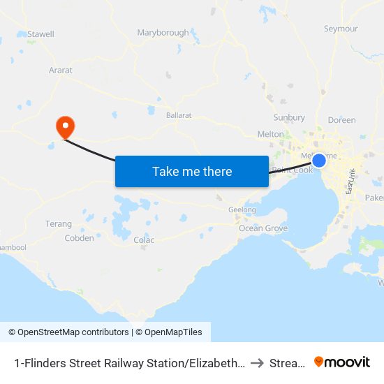 1-Flinders Street Railway Station/Elizabeth St (Melbourne City) to Streatham map