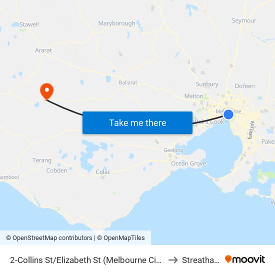 2-Collins St/Elizabeth St (Melbourne City) to Streatham map