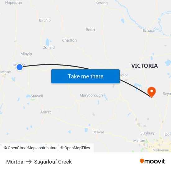 Murtoa to Sugarloaf Creek map