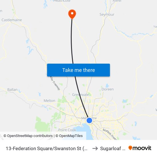 13-Federation Square/Swanston St (Melbourne City) to Sugarloaf Creek map