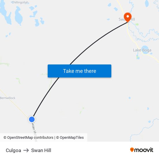 Culgoa to Swan Hill map