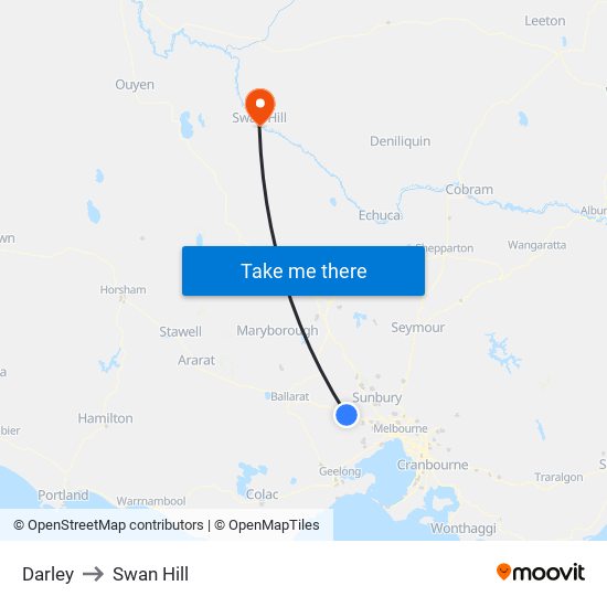 Darley to Swan Hill map