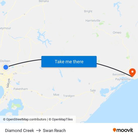 Diamond Creek to Swan Reach map