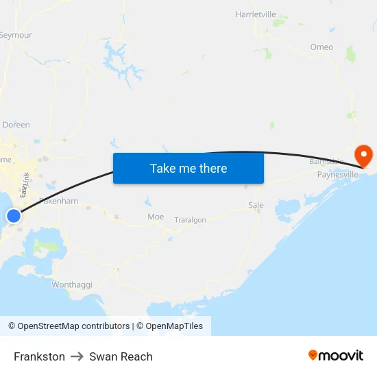Frankston to Swan Reach map