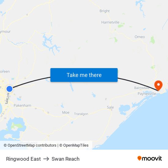 Ringwood East to Swan Reach map