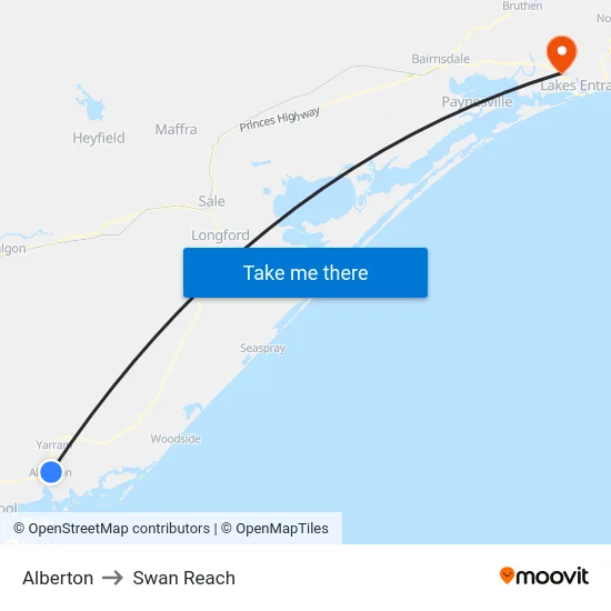 Alberton to Swan Reach map
