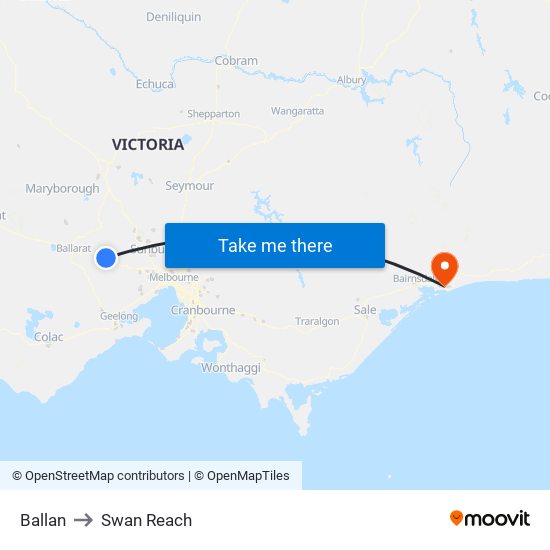 Ballan to Swan Reach map