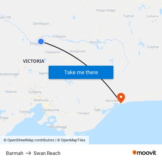 Barmah to Swan Reach map