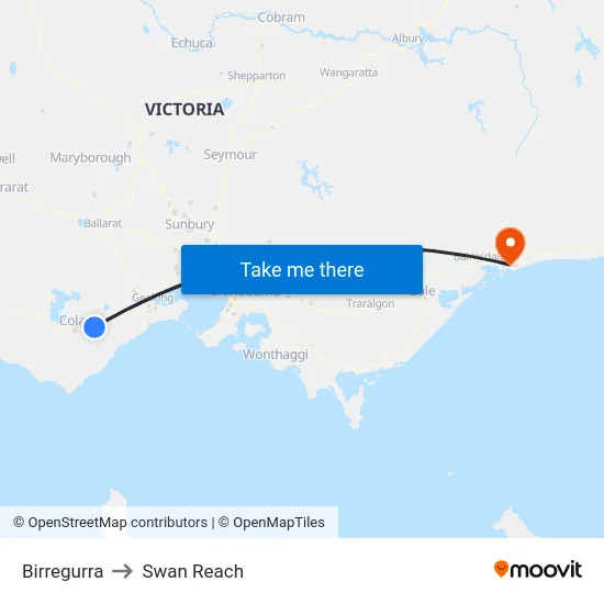 Birregurra to Swan Reach map