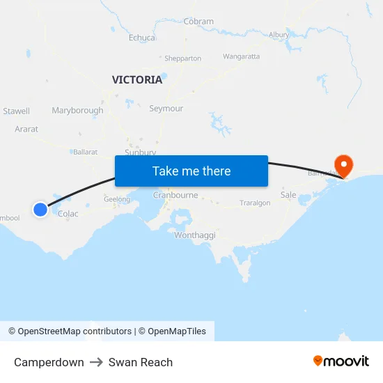 Camperdown to Swan Reach map