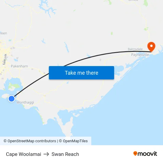 Cape Woolamai to Swan Reach map