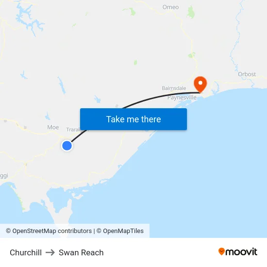 Churchill to Swan Reach map