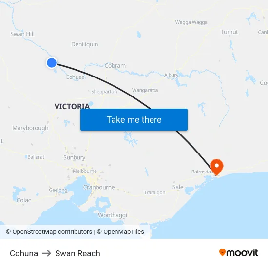 Cohuna to Swan Reach map