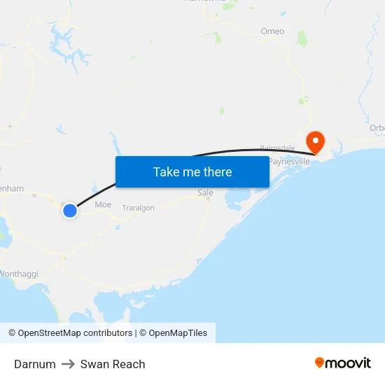 Darnum to Swan Reach map