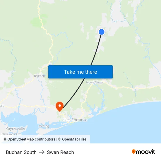 Buchan South to Swan Reach map