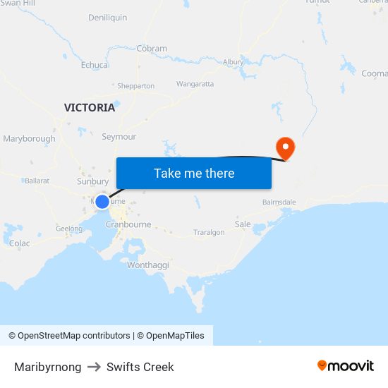 Maribyrnong to Swifts Creek map