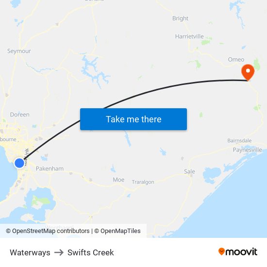 Waterways to Swifts Creek map