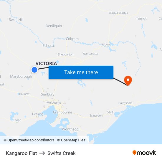 Kangaroo Flat to Swifts Creek map