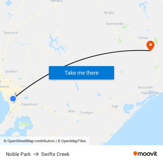 Noble Park to Swifts Creek map