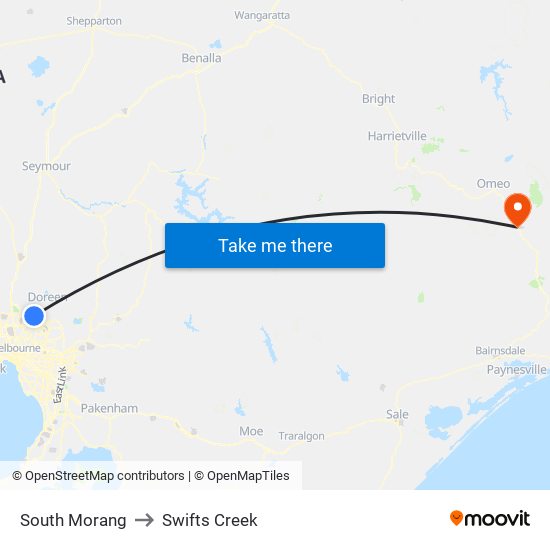 South Morang to Swifts Creek map