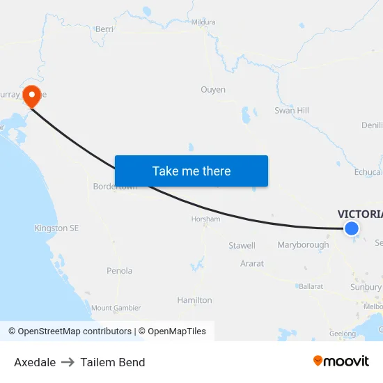 Axedale to Tailem Bend map