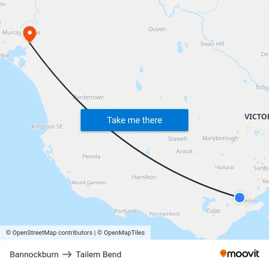 Bannockburn to Tailem Bend map