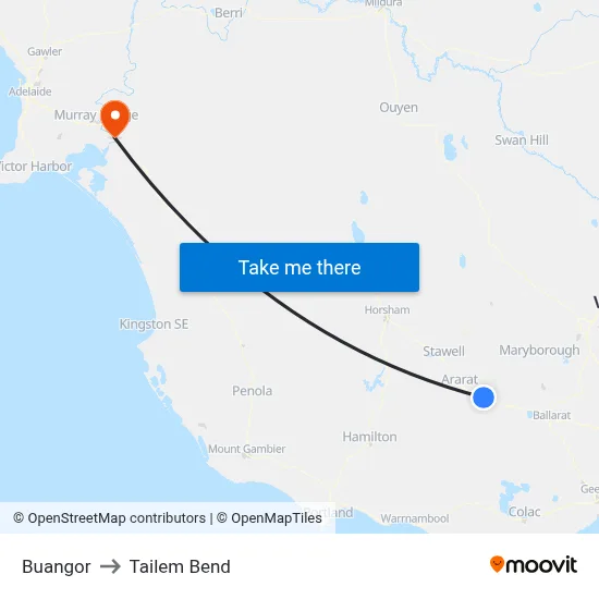 Buangor to Tailem Bend map