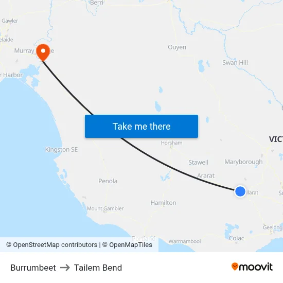 Burrumbeet to Tailem Bend map