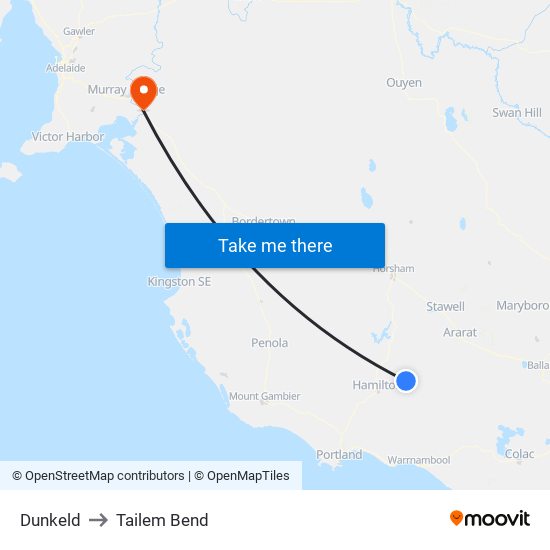 Dunkeld to Tailem Bend map