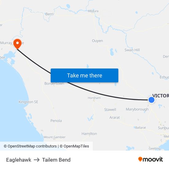 Eaglehawk to Tailem Bend map