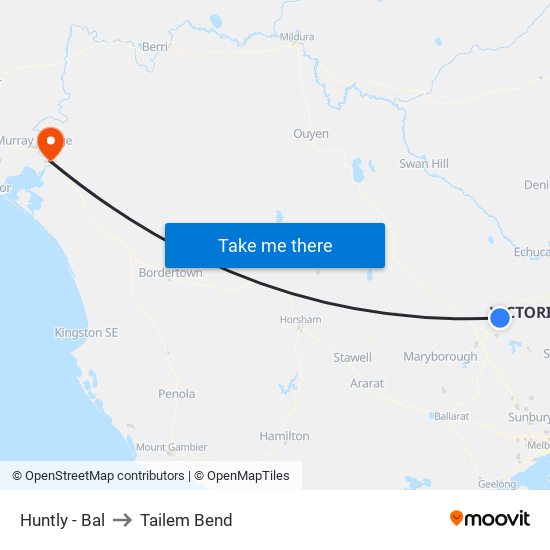 Huntly - Bal to Tailem Bend map