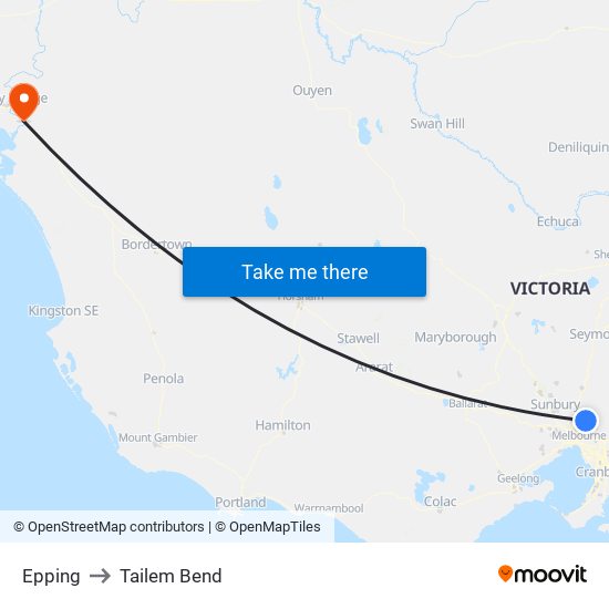 Epping to Tailem Bend map