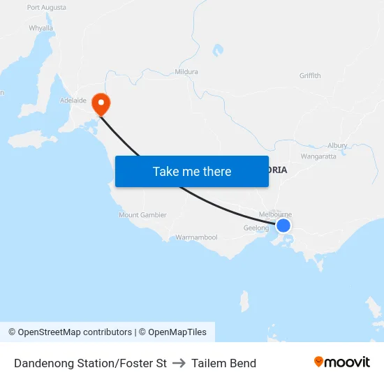 Dandenong Station/Foster St to Tailem Bend map