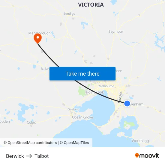 Berwick to Talbot map