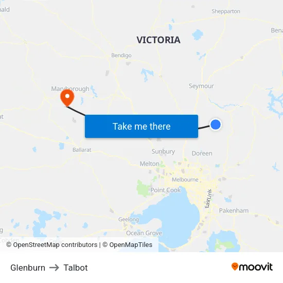 Glenburn to Talbot map