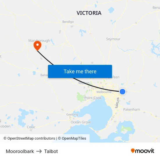 Mooroolbark to Talbot map