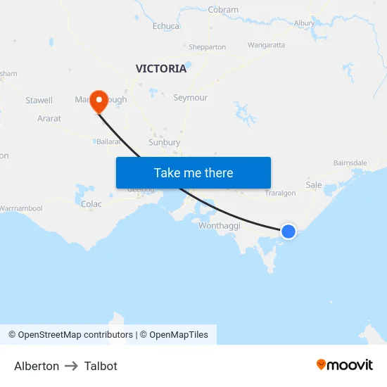Alberton to Talbot map
