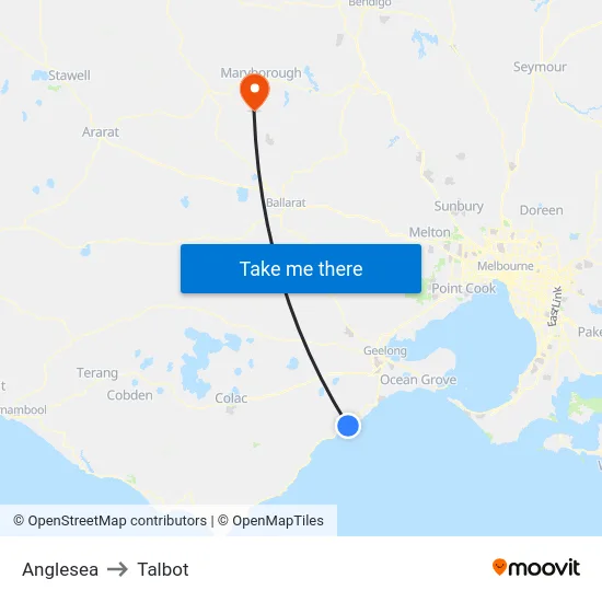 Anglesea to Talbot map