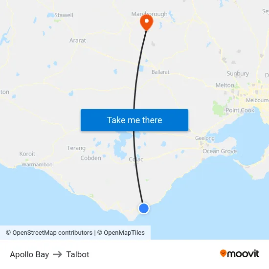 Apollo Bay to Talbot map
