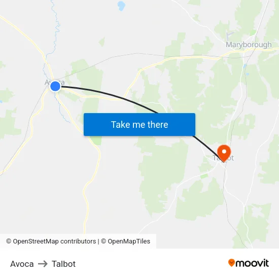 Avoca to Talbot map