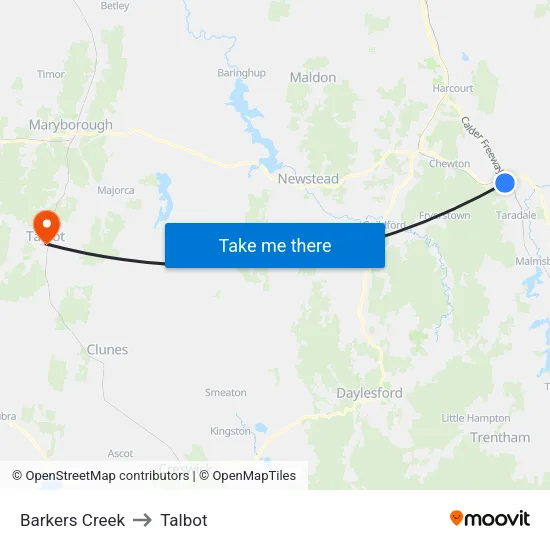Barkers Creek to Talbot map