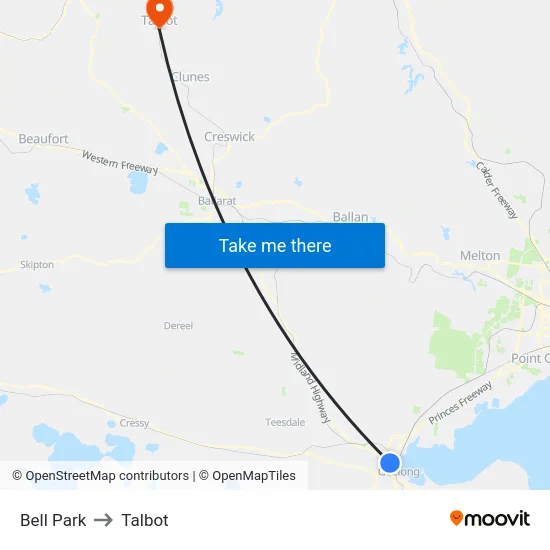 Bell Park to Talbot map