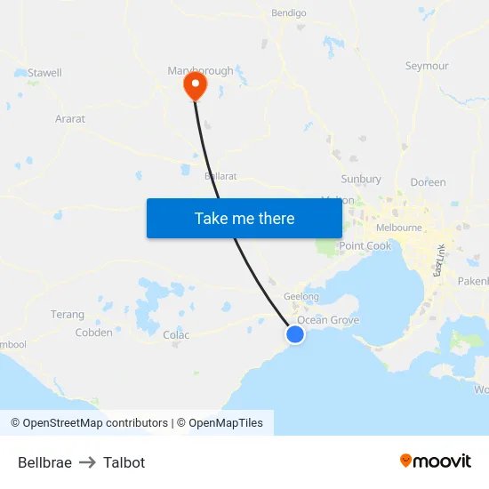 Bellbrae to Talbot map
