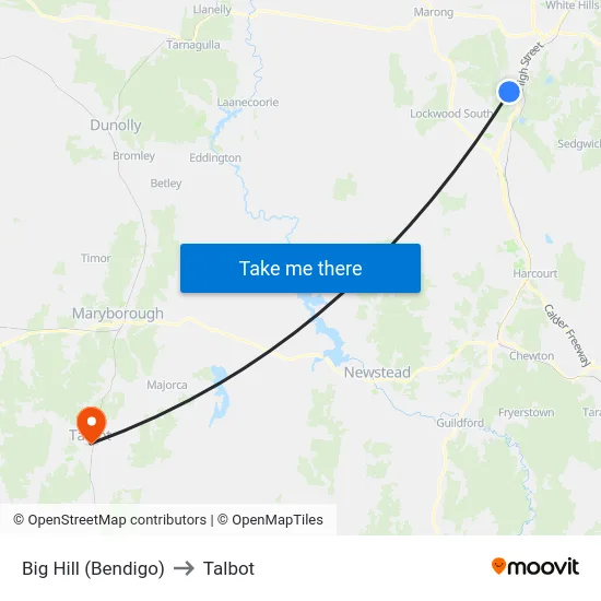 Big Hill (Bendigo) to Talbot map