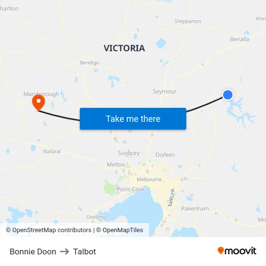 Bonnie Doon to Talbot map