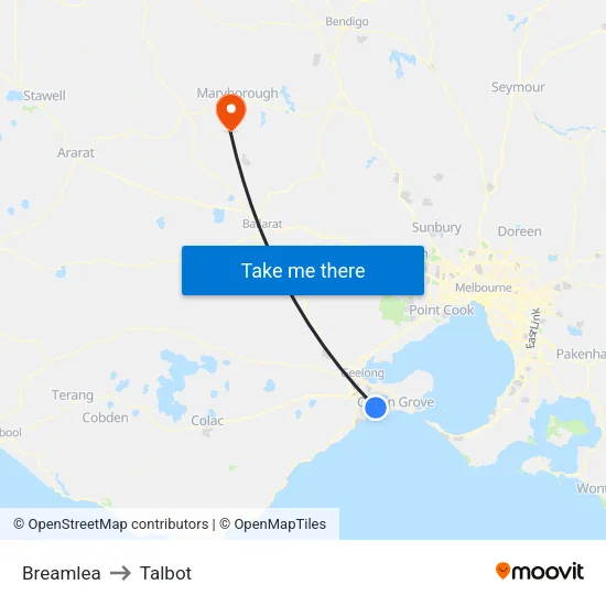 Breamlea to Talbot map